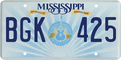 MS license plate BGK425