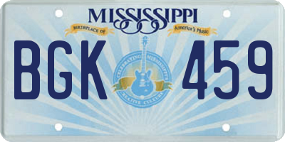 MS license plate BGK459