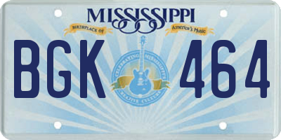 MS license plate BGK464