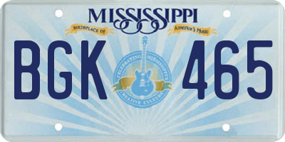 MS license plate BGK465