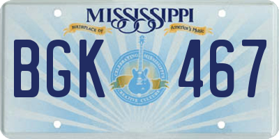 MS license plate BGK467