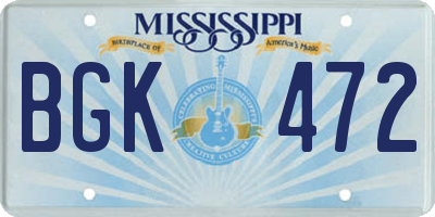 MS license plate BGK472