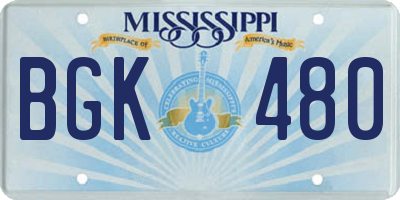 MS license plate BGK480