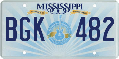 MS license plate BGK482