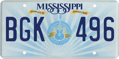MS license plate BGK496