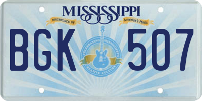 MS license plate BGK507