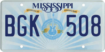 MS license plate BGK508