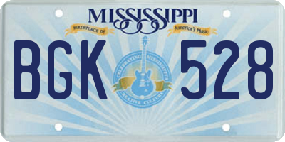 MS license plate BGK528