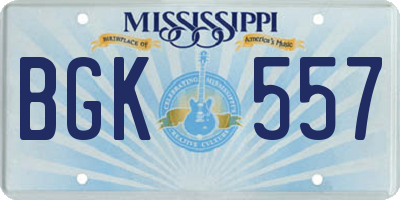 MS license plate BGK557