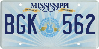 MS license plate BGK562