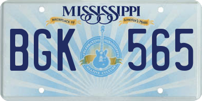 MS license plate BGK565
