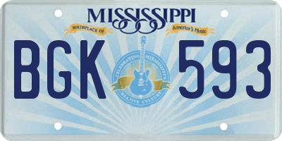 MS license plate BGK593