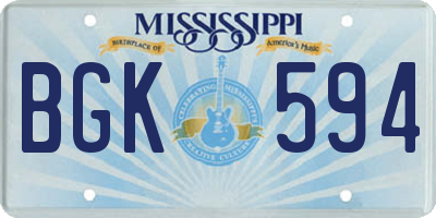 MS license plate BGK594