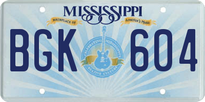 MS license plate BGK604