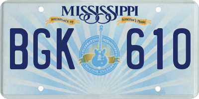 MS license plate BGK610