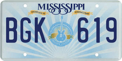 MS license plate BGK619