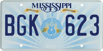 MS license plate BGK623