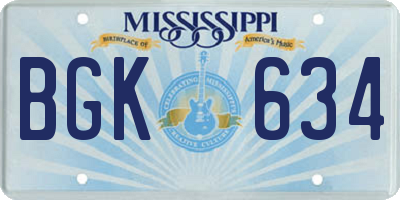 MS license plate BGK634