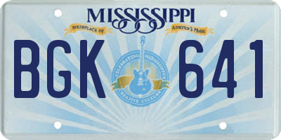 MS license plate BGK641
