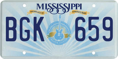 MS license plate BGK659