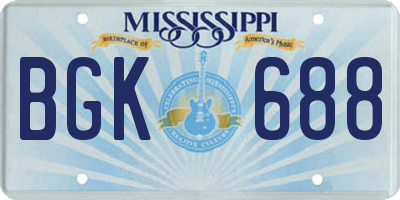 MS license plate BGK688