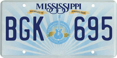 MS license plate BGK695