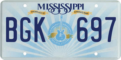 MS license plate BGK697