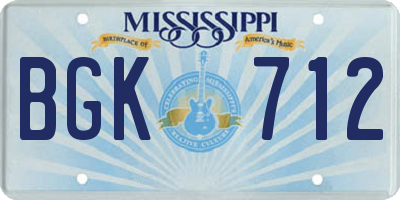 MS license plate BGK712
