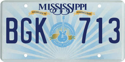 MS license plate BGK713
