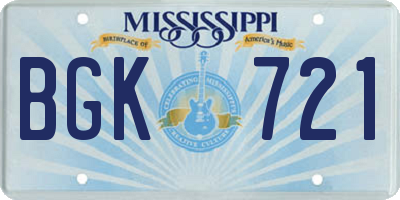 MS license plate BGK721