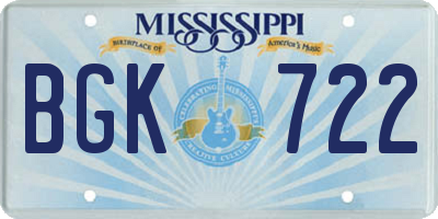 MS license plate BGK722