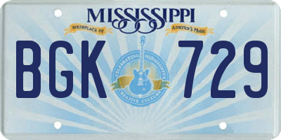 MS license plate BGK729