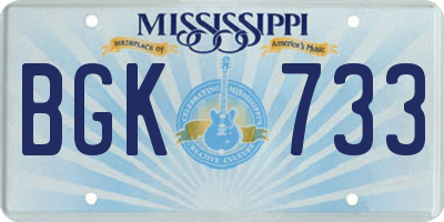 MS license plate BGK733