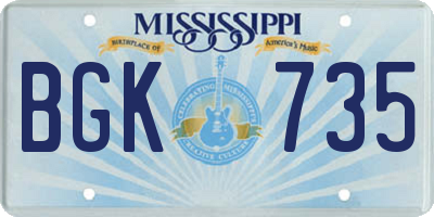 MS license plate BGK735