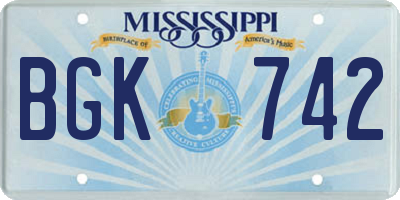 MS license plate BGK742