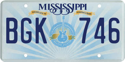 MS license plate BGK746