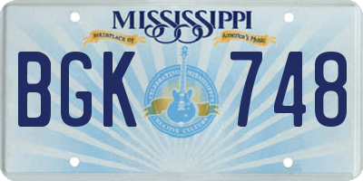 MS license plate BGK748