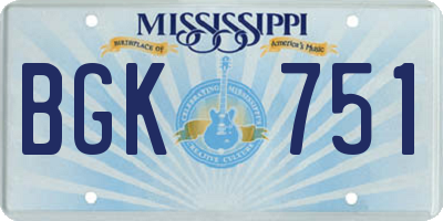 MS license plate BGK751