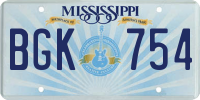 MS license plate BGK754