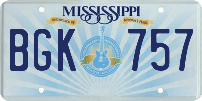 MS license plate BGK757