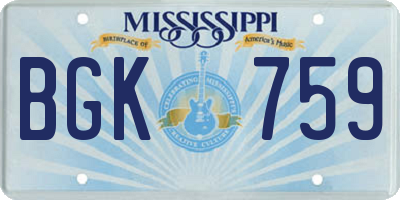 MS license plate BGK759