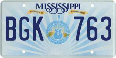 MS license plate BGK763