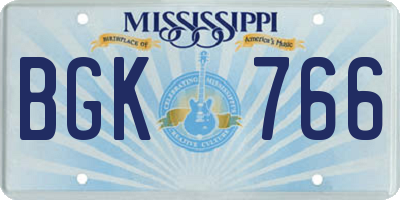 MS license plate BGK766
