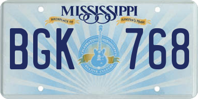MS license plate BGK768
