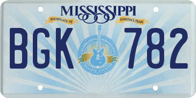 MS license plate BGK782
