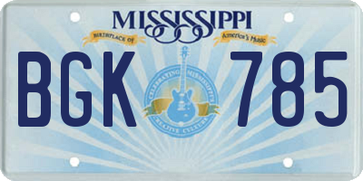 MS license plate BGK785