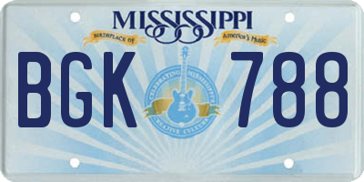 MS license plate BGK788