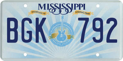 MS license plate BGK792