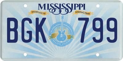 MS license plate BGK799
