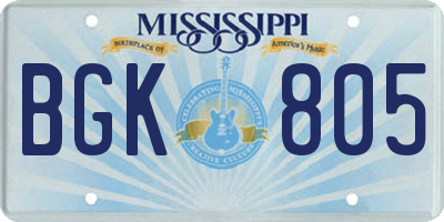 MS license plate BGK805